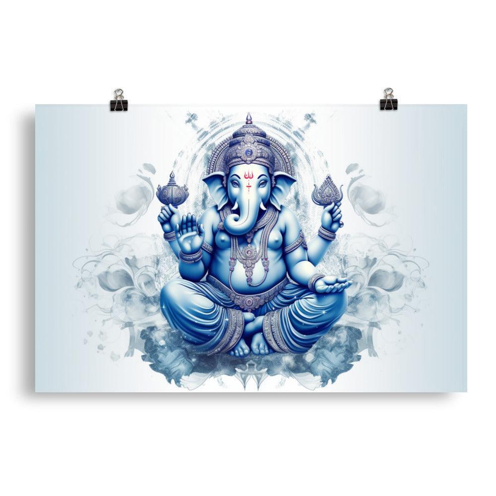 Ganesha Blue Spiritual Digital Artwork Poster - Oh Posters