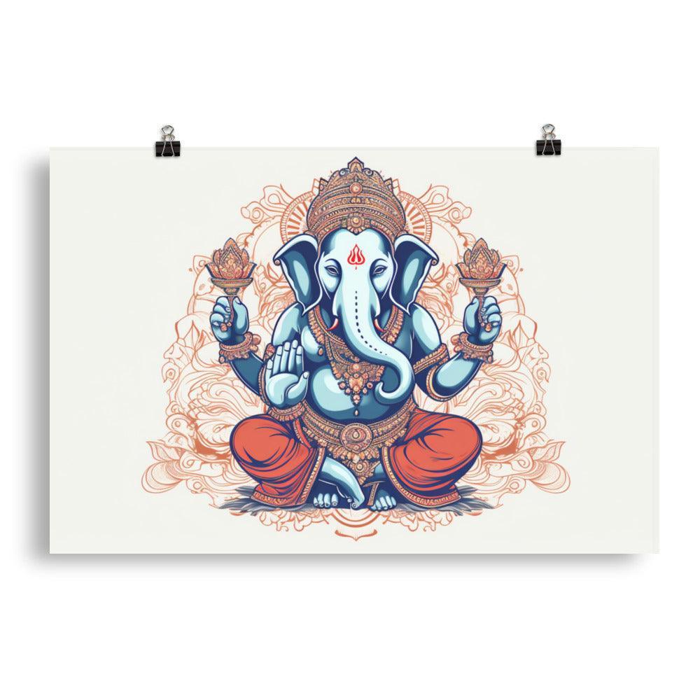 Ganesha Orange Mandala Inspired Illustration Poster - Oh Posters