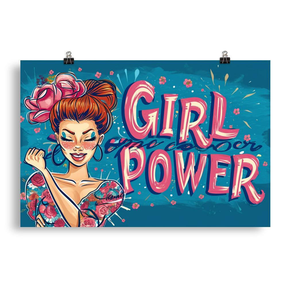 Girl Power Quote Confident Female Wink Floral Art Poster - Oh Posters