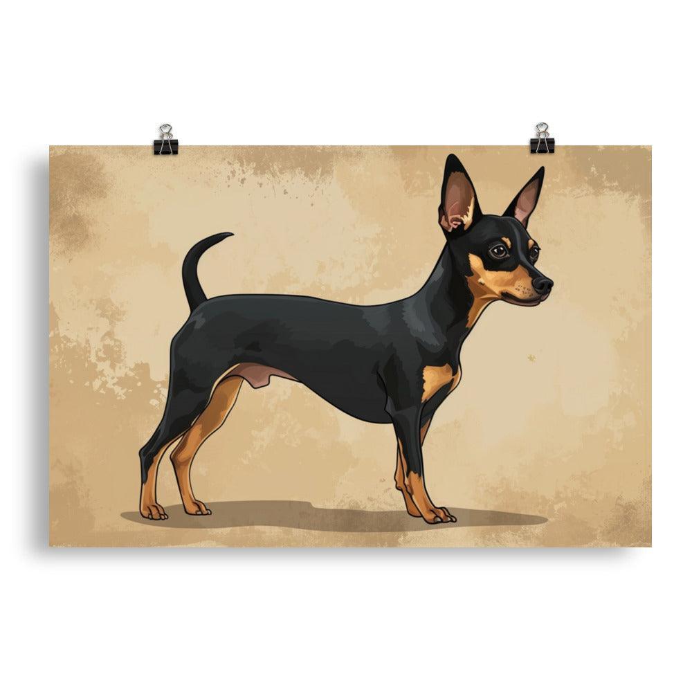 Elegant English Toy Terrier Illustrated Portrait Poster - Oh Posters