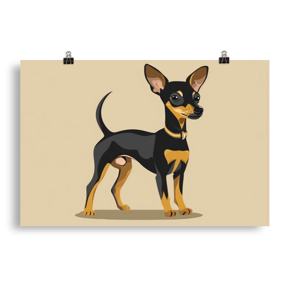 Charming English Toy Terrier Cartoon Illustration Poster - Oh Posters