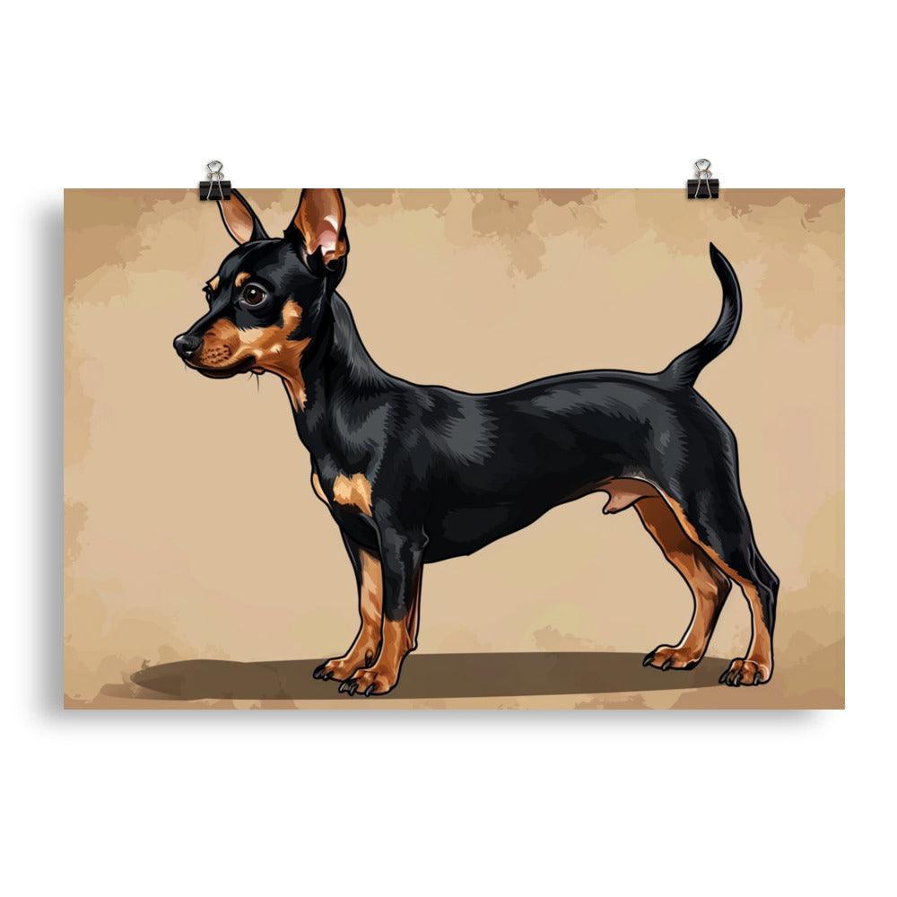 Vintage Style English Toy Terrier Illustrated Poster - Oh Posters