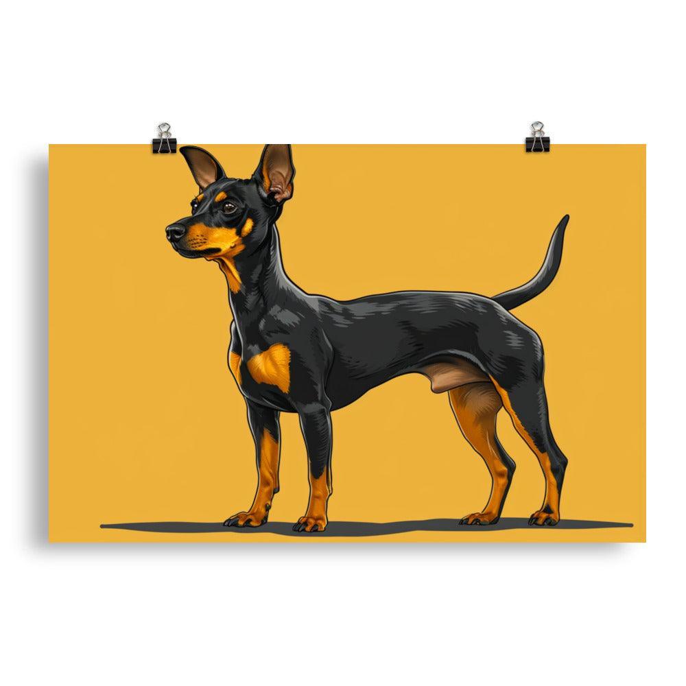 Bold English Toy Terrier Graphic on Yellow Poster - Oh Posters