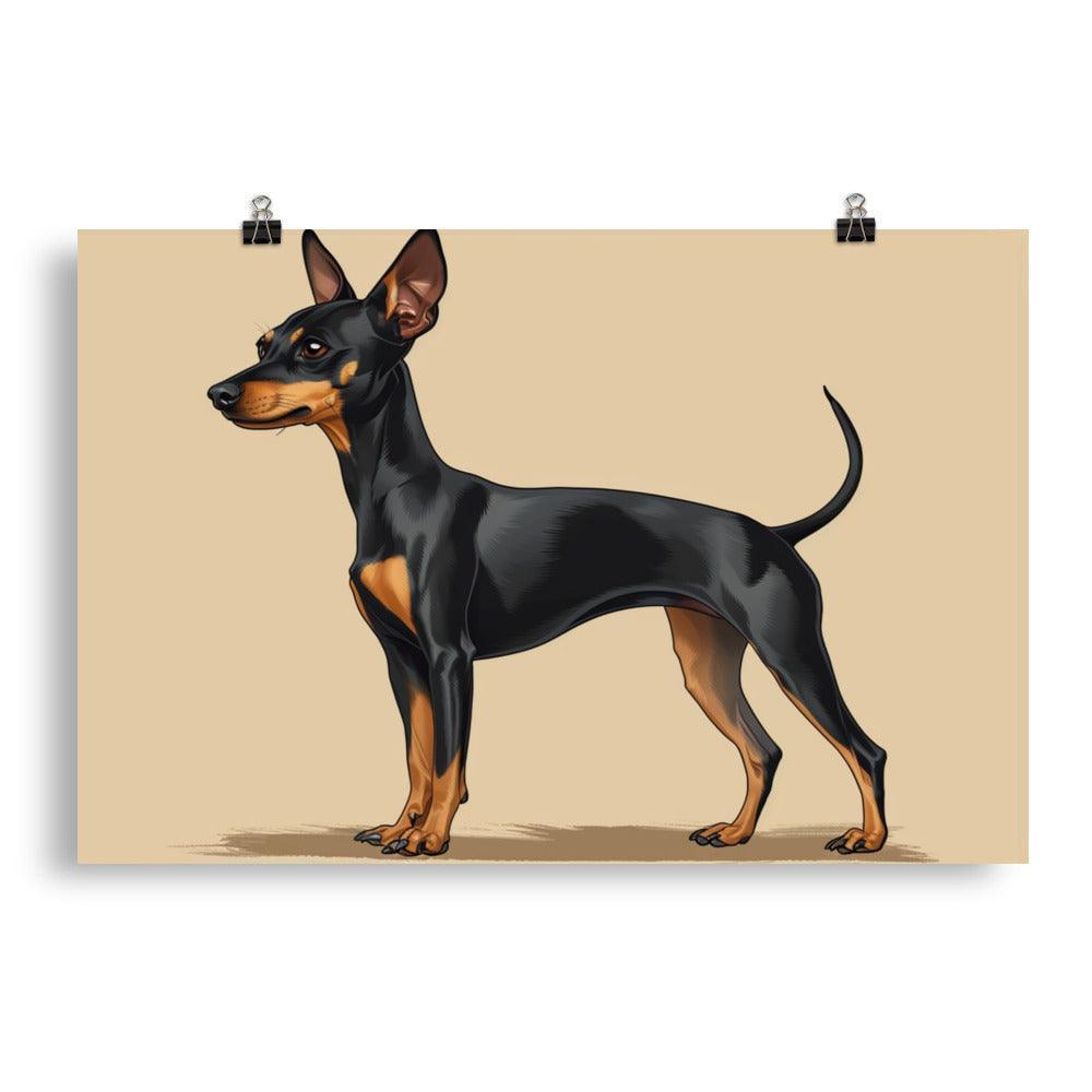 Classic English Toy Terrier Drawing on Beige Poster - Oh Posters