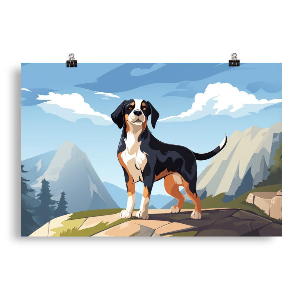 Entlebucher Mountain Dog Animated Alpine Adventure Poster - Oh Posters