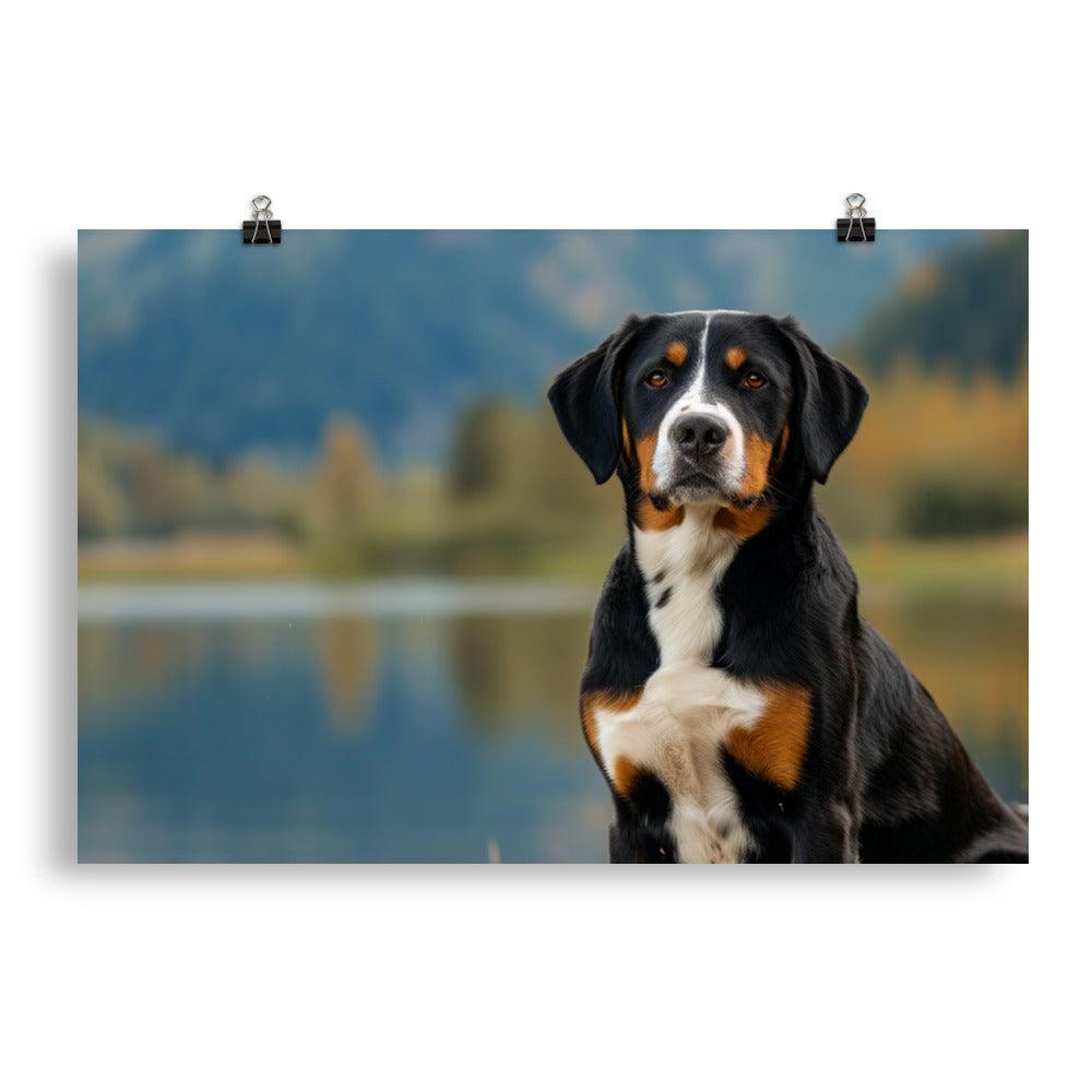 Entlebucher Mountain Dog Lake View Photography Poster - Oh Posters