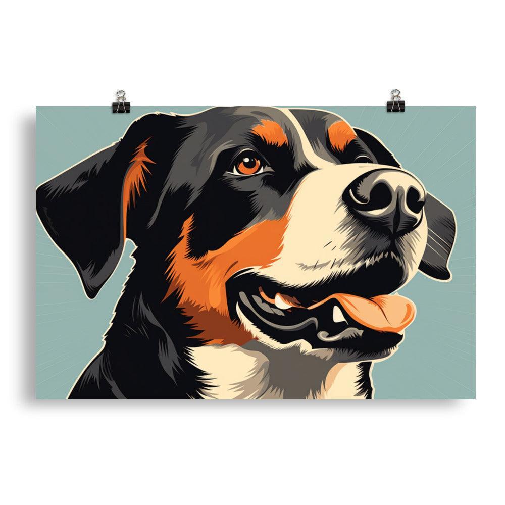 Entlebucher Mountain Dog Close-Up Illustration Poster - Oh Posters