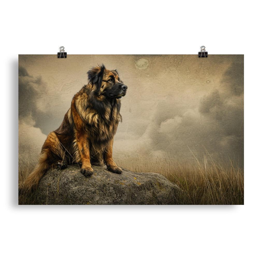 Estrela Mountain Dog Vintage Style Rock Perch Poster - Oh Posters