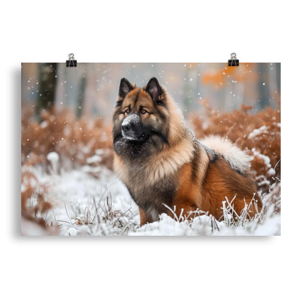 Majestic Eurasier in Winter Forest Photography Poster - Oh Posters