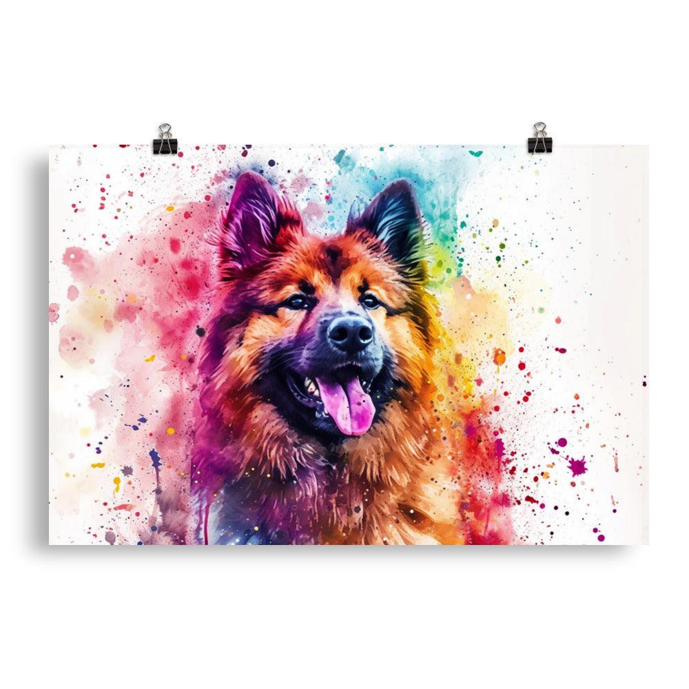 Vibrant Watercolor Eurasier Dog Artistic Poster - Oh Posters