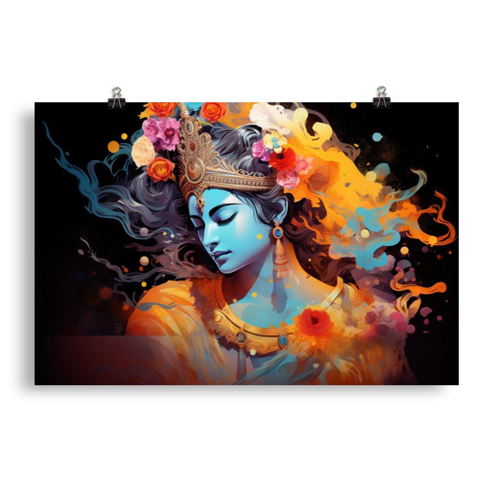 Krishna Ethereal Aura Digital Art Poster - Oh Posters