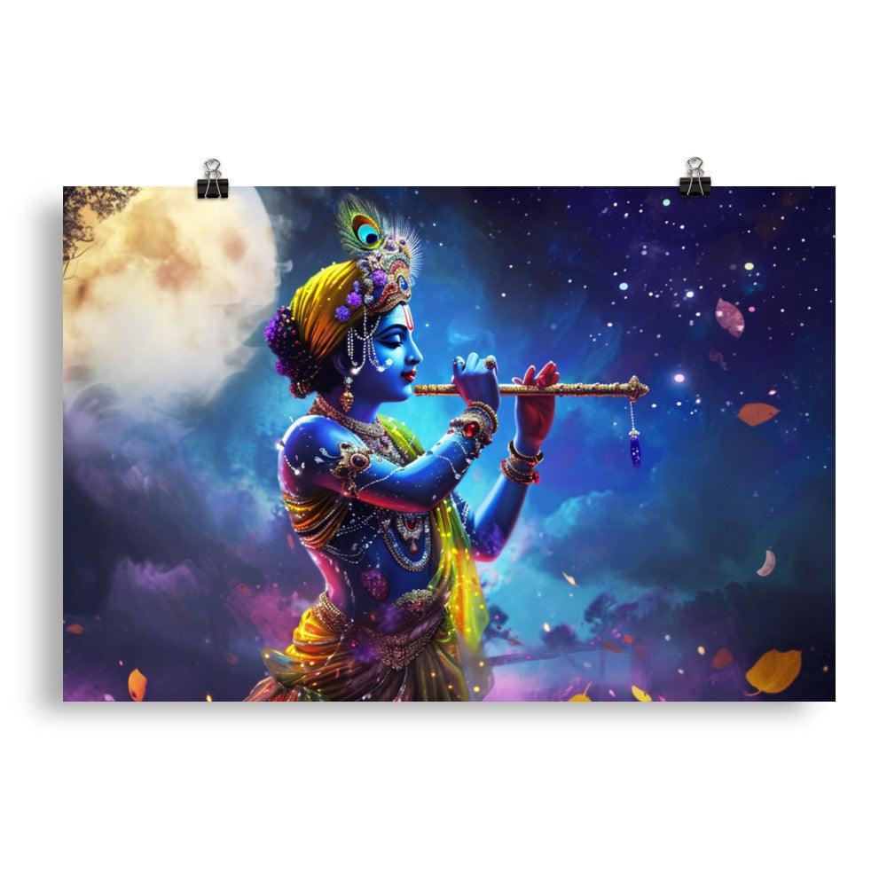 Krishna Enchanted Forest Nighttime Poster - Oh Posters