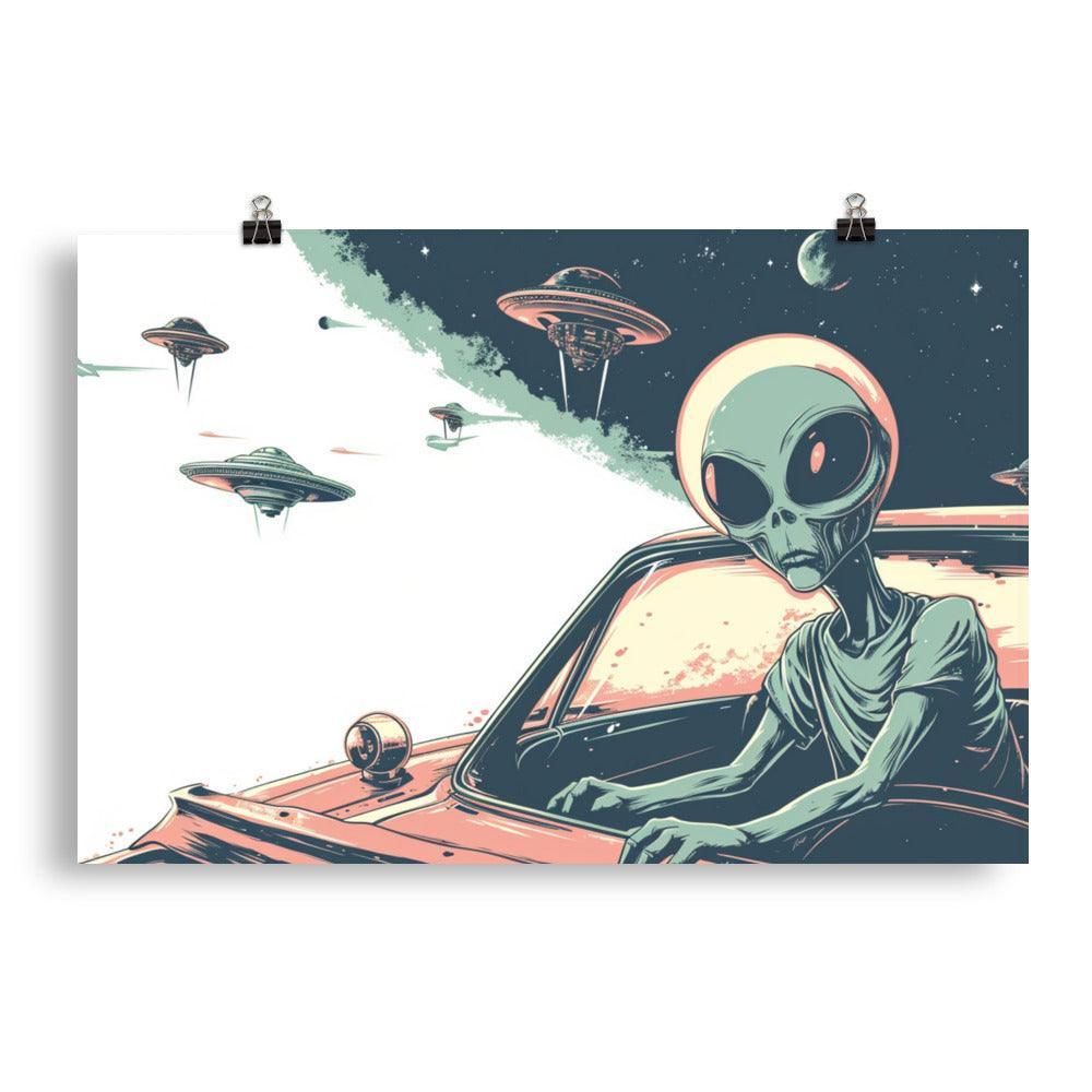 Extraterrestrial Driver Vintage Sci-Fi Art Poster - Oh Posters