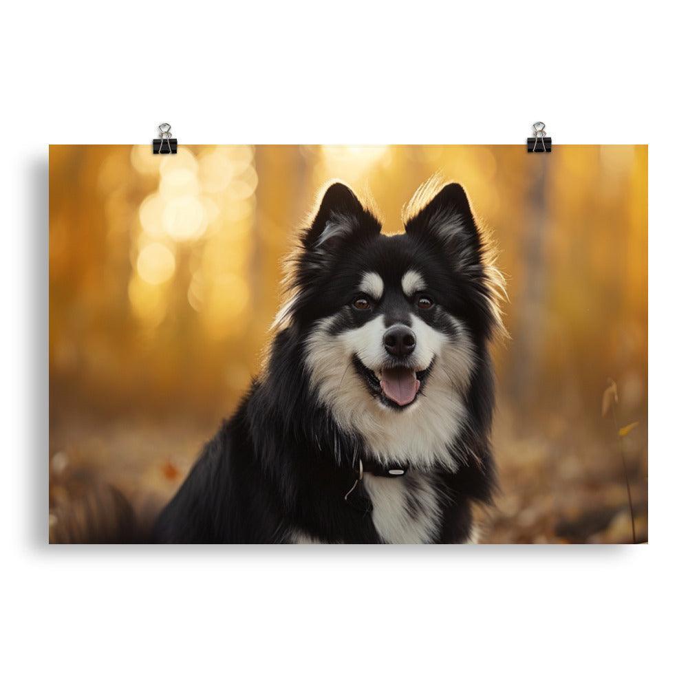 Finnish Lapphund Golden Forest Glow Poster - Oh Posters