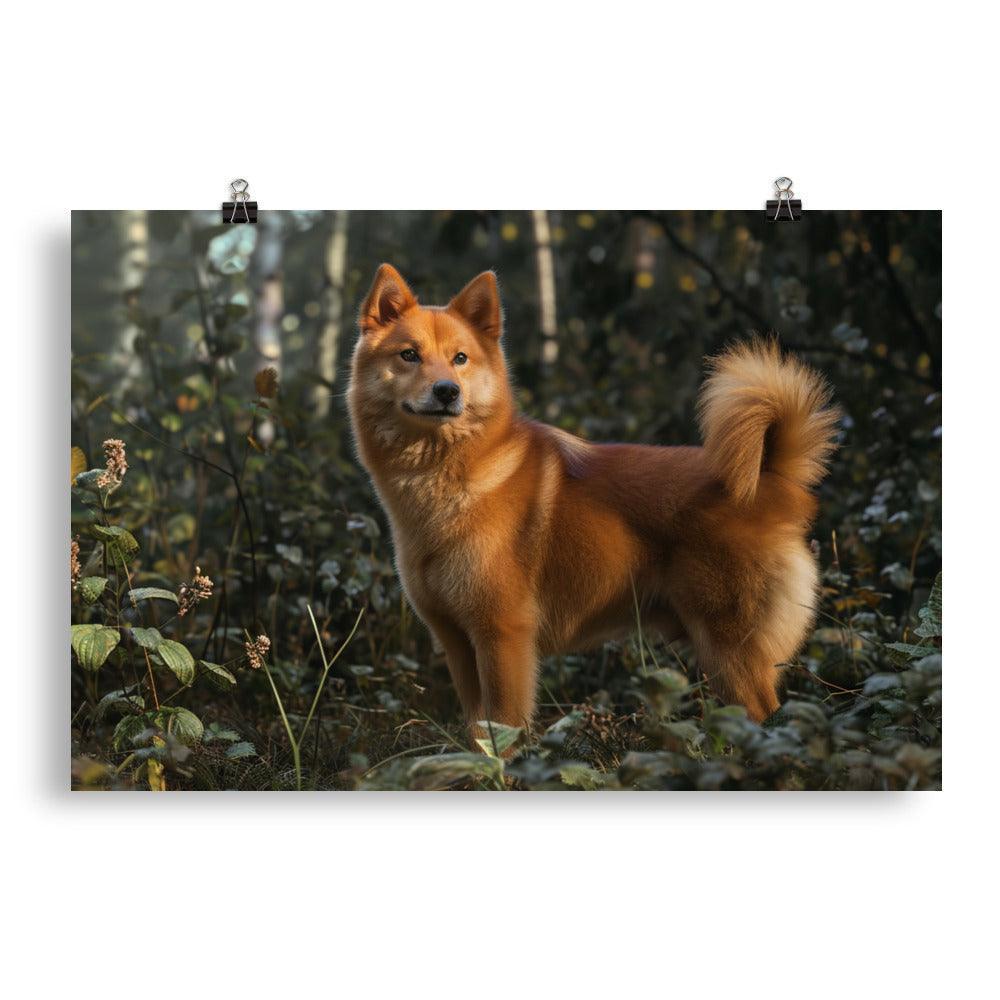 Finnish Spitz Forest Light Photography Poster - Oh Posters