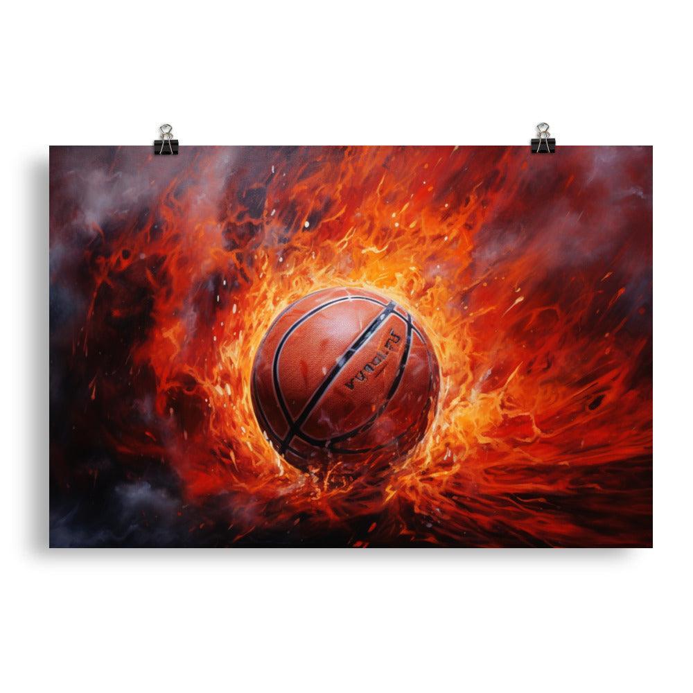 Fiery Slam Basketball Art Poster - Oh Posters