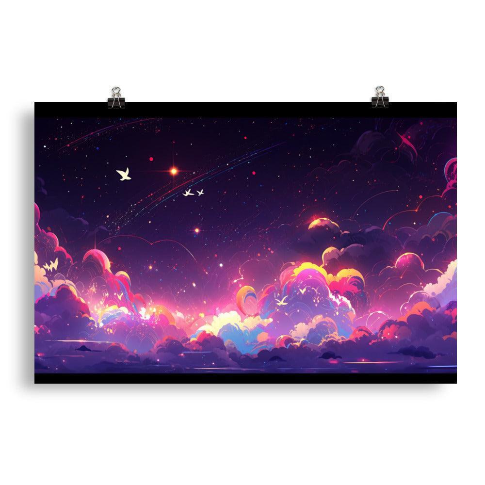 Dreamy Cosmic Dusk Scenery Digital Art Poster - Oh Posters