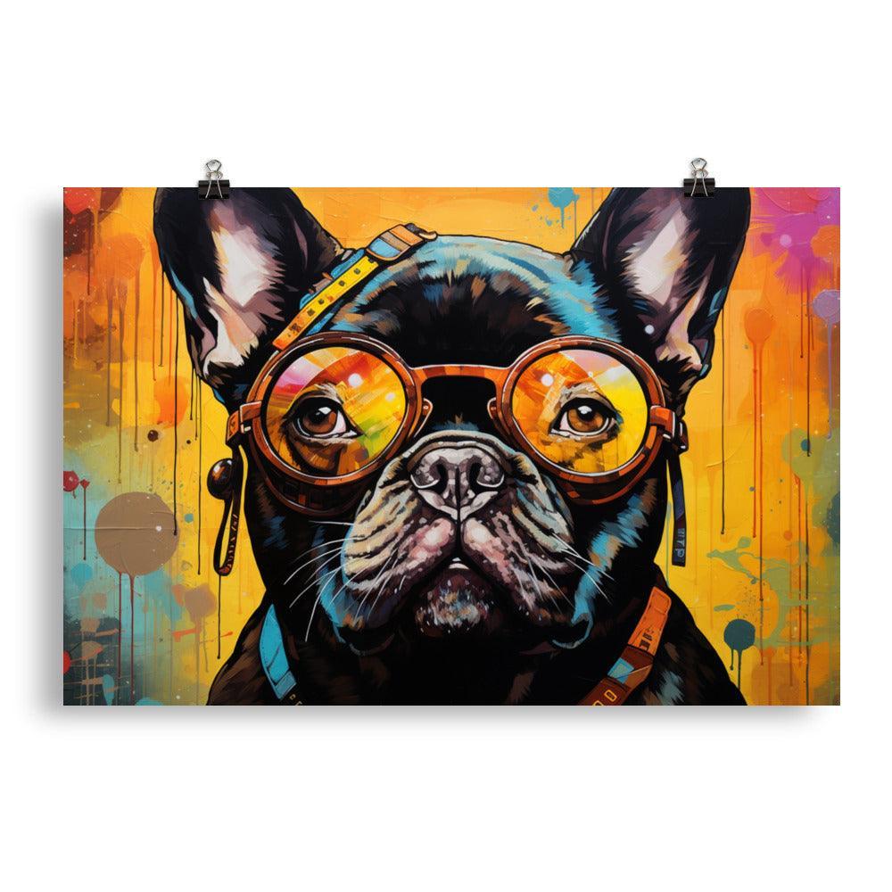 French Bulldog Hipster Digital Artwork Poster - Oh Posters