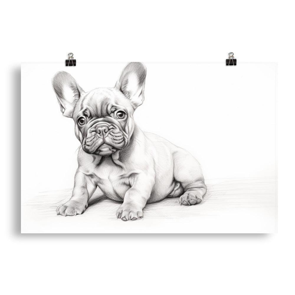 French Bulldog Pencil Sketch Art Poster - Oh Posters