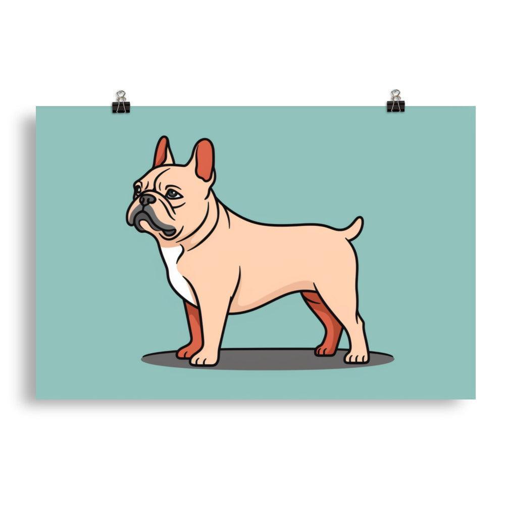 French Bulldog Cartoon Illustration Cute Poster - Oh Posters