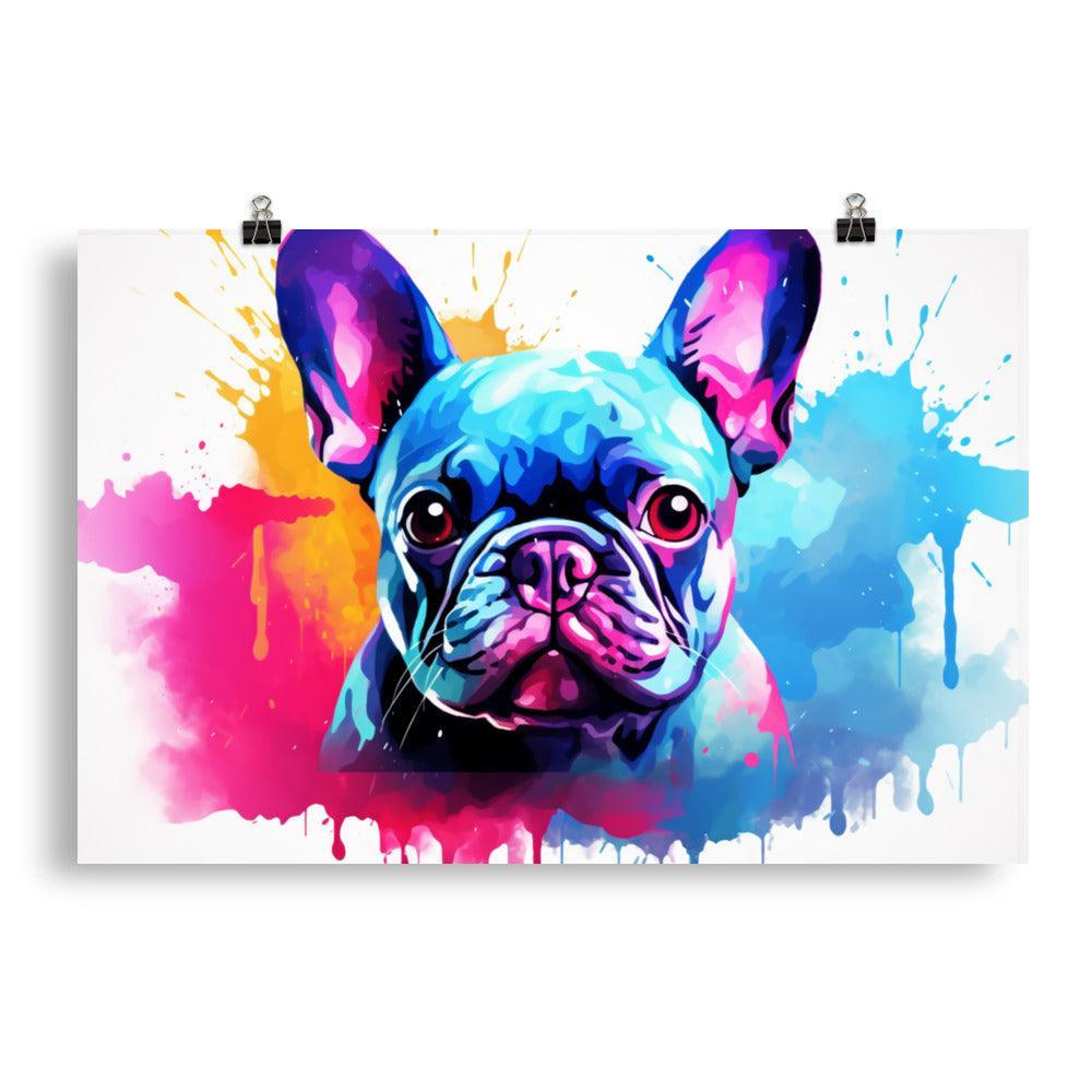 French Bulldog Watercolor Splash Colorful Art Poster - Oh Posters