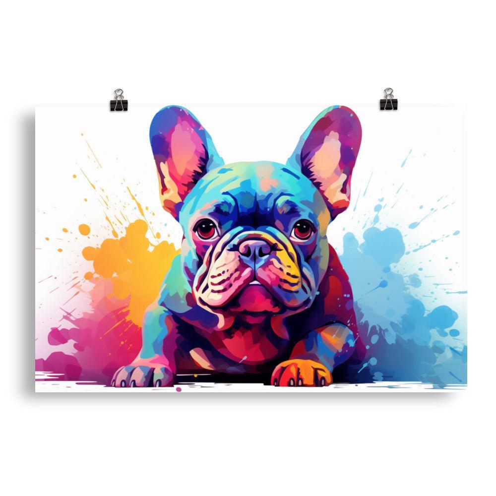 Expressive French Bulldog Color Explosion Art Poster - Oh Posters