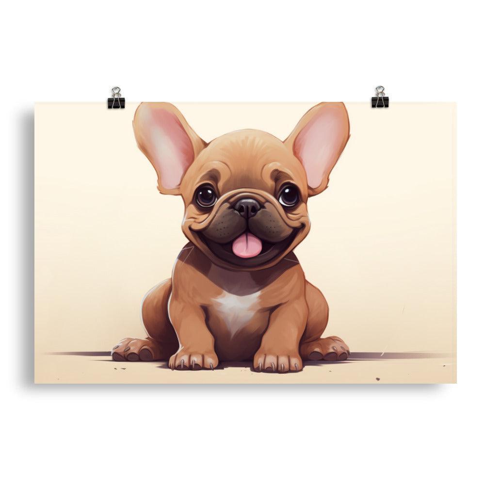 Happy Fawn French Bulldog Puppy Illustration Poster - Oh Posters