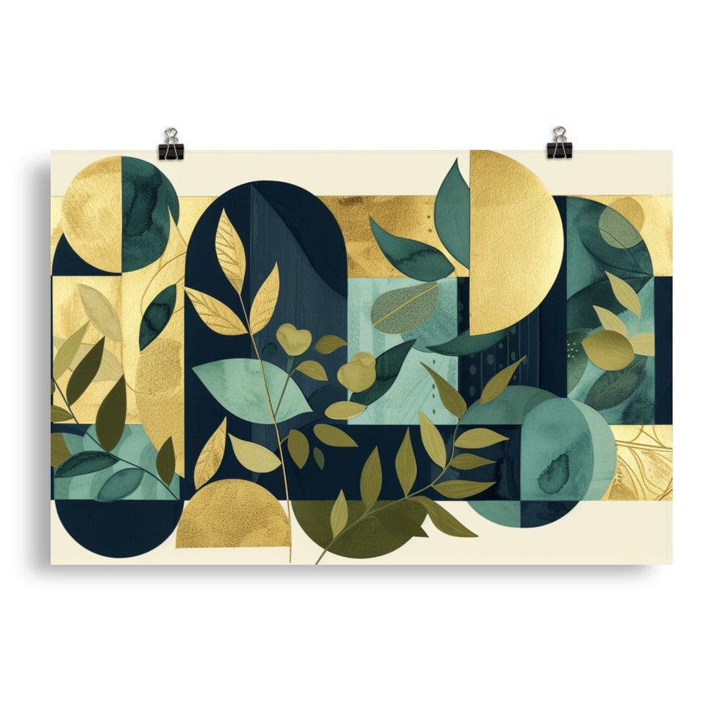 Geometric Botanical Gold Textures Modern Poster - Oh Posters