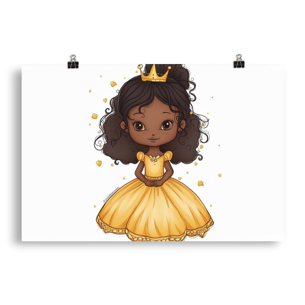 Royal Princess Yellow Dress Cartoon Illustration Poster - Oh Posters