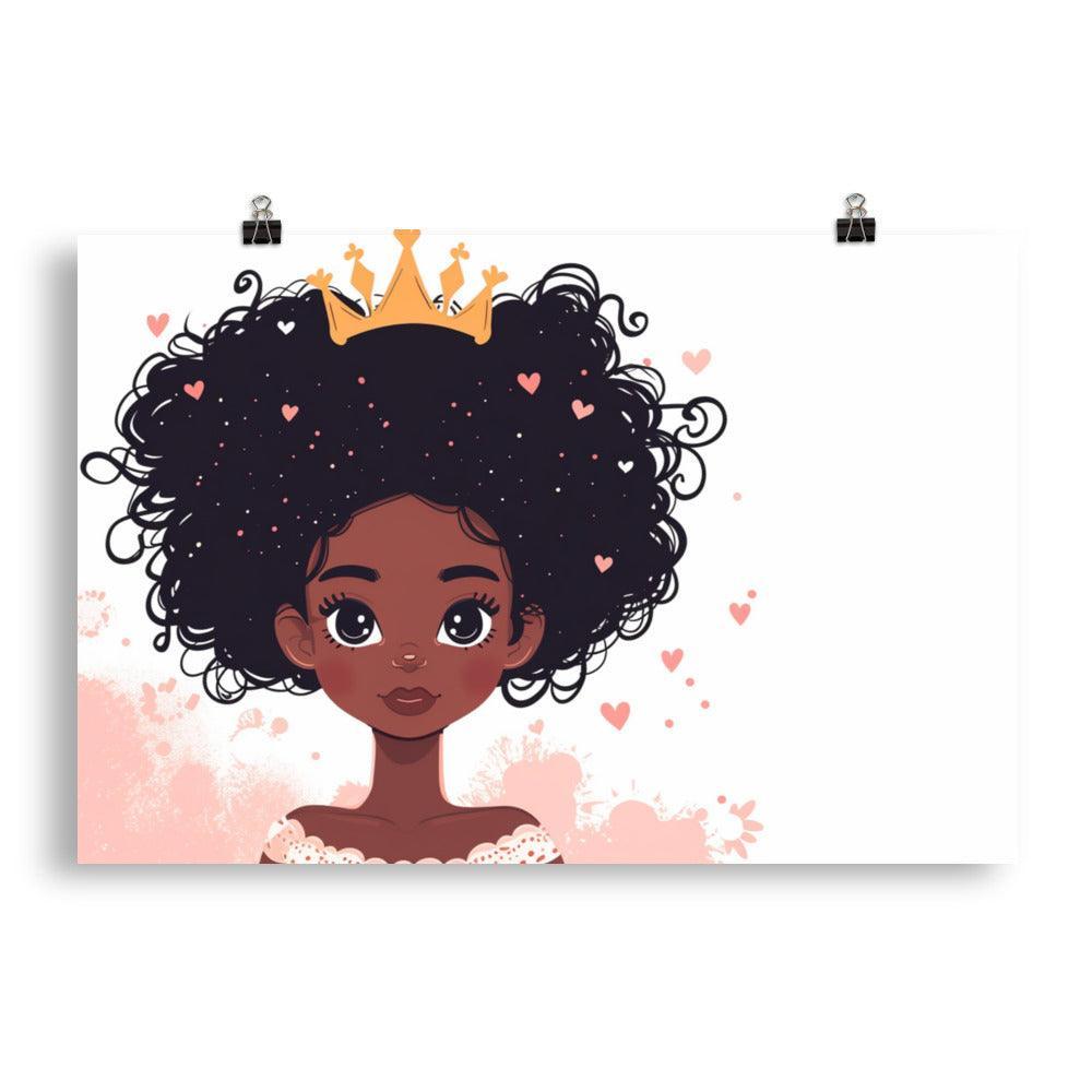 Crowned Black African Princess Heart Accents Character Poster - Oh Posters