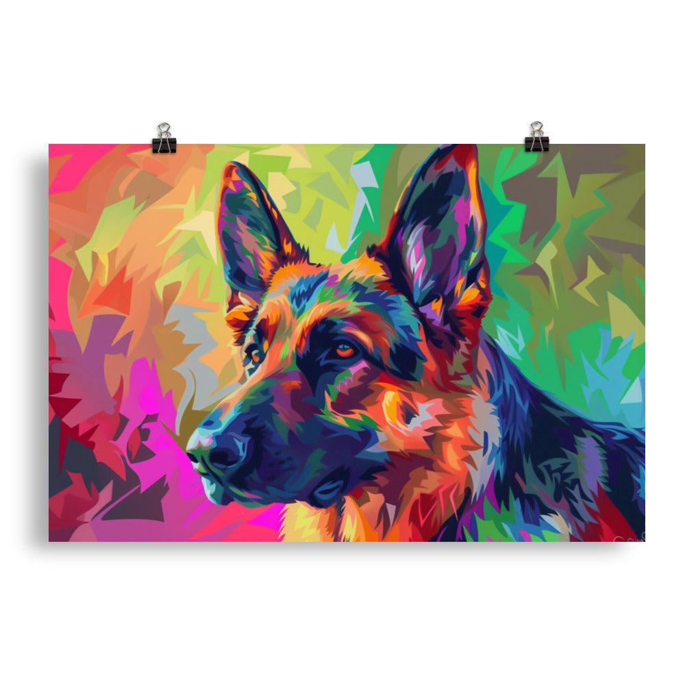 German Shepherd Geometric Pop Art Poster - Oh Posters