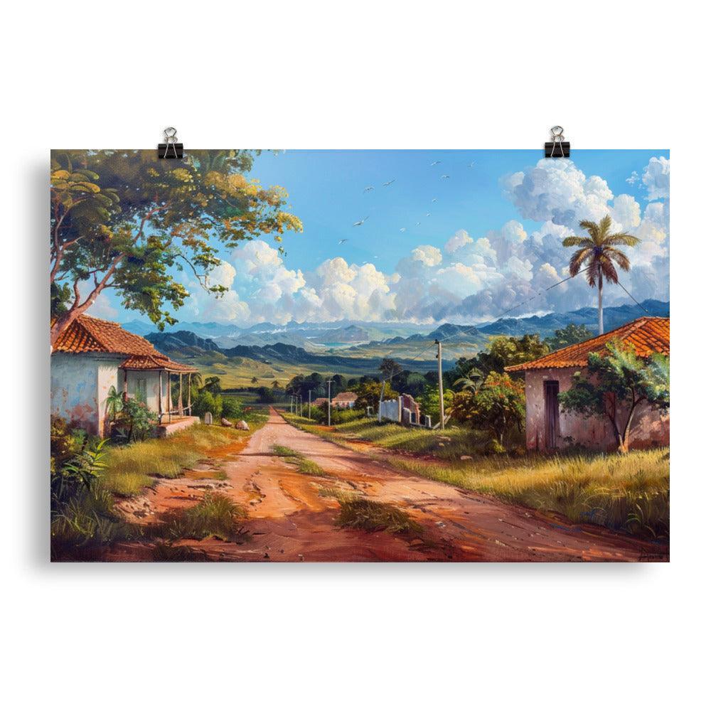 Cuba Time-Worn Village Road Scenic Oil Painting Poster - Oh Posters