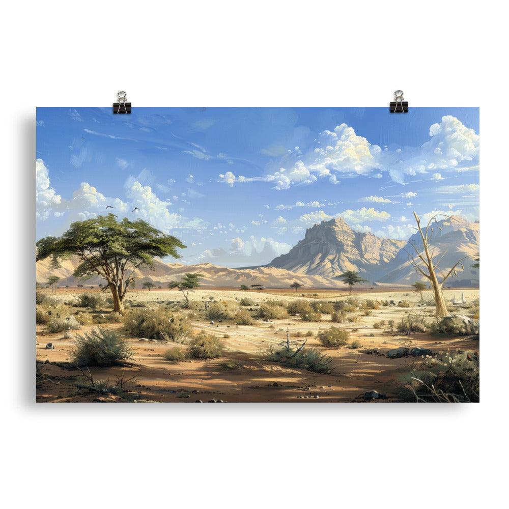 Djibouti Acacia Trees and Sand Dunes Art Poster - Oh Posters