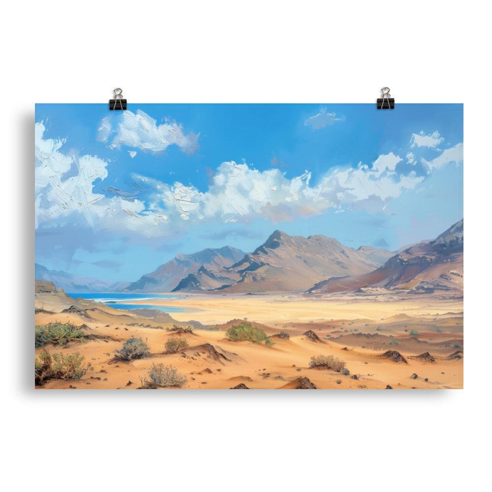 Djibouti Desert Mountains Landscape Painting Poster - Oh Posters