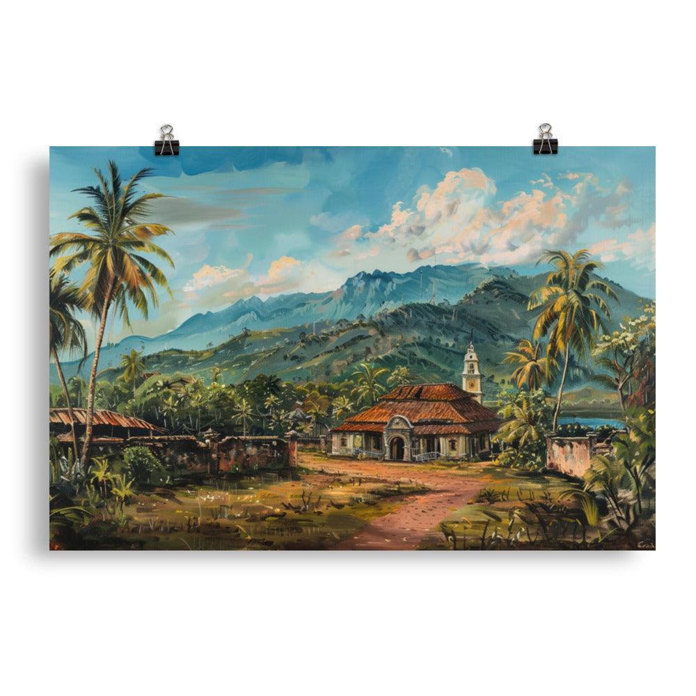 East Timor Tropical Mountain Village Painting Poster - Oh Posters