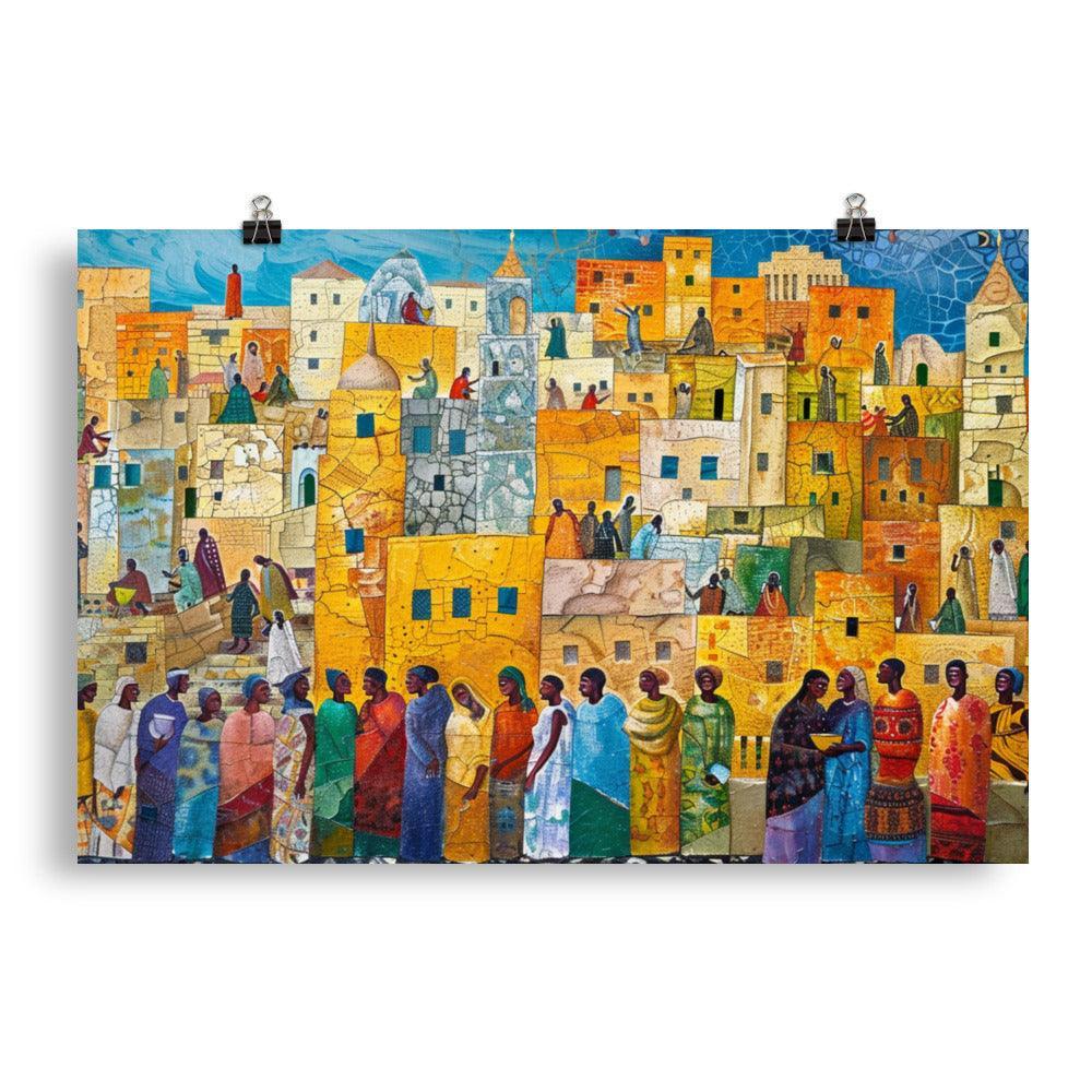 Eritrea Vibrant Town Mosaic Artwork Poster - Oh Posters