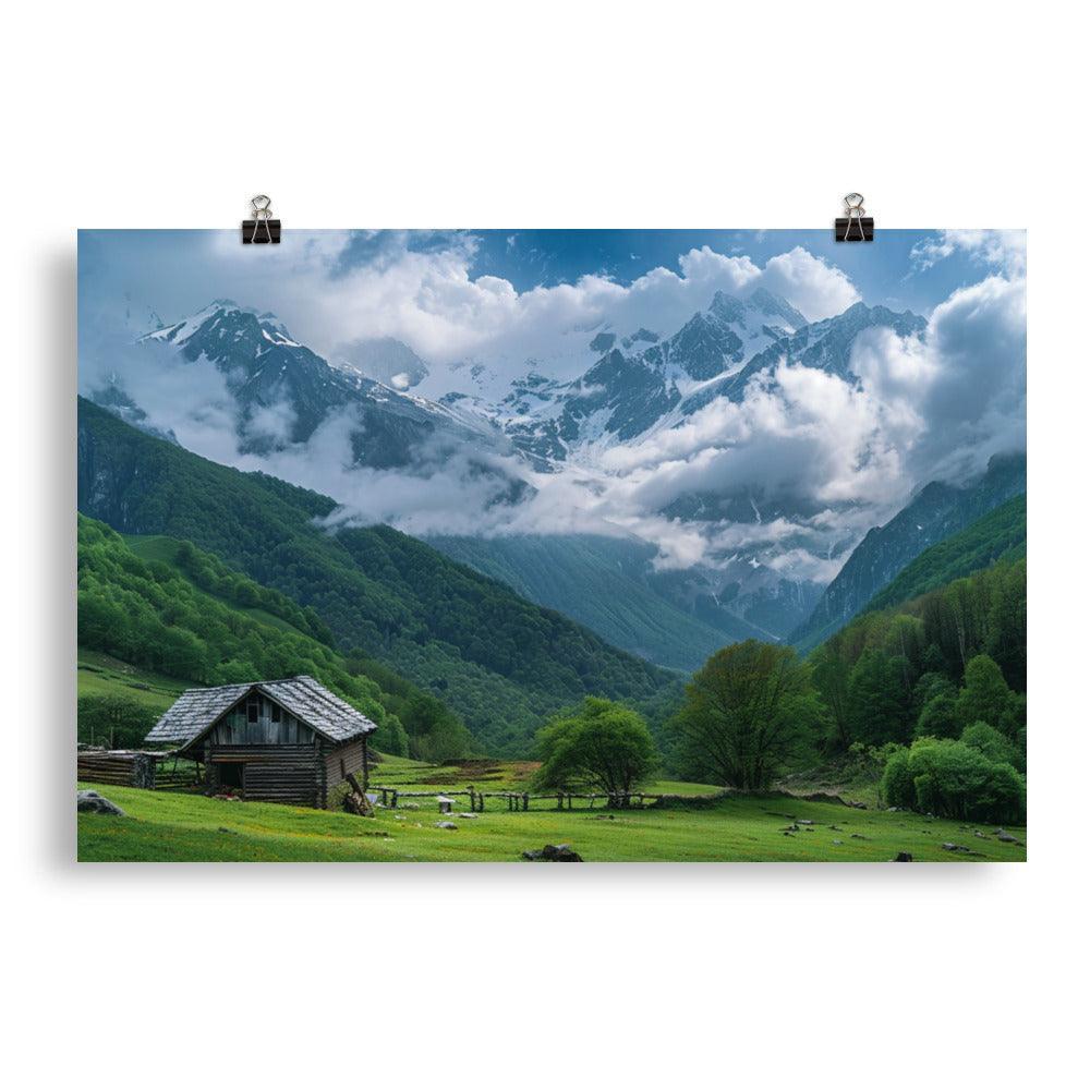 Georgia Alpine Mountain Cabin Scenic Poster - Oh Posters