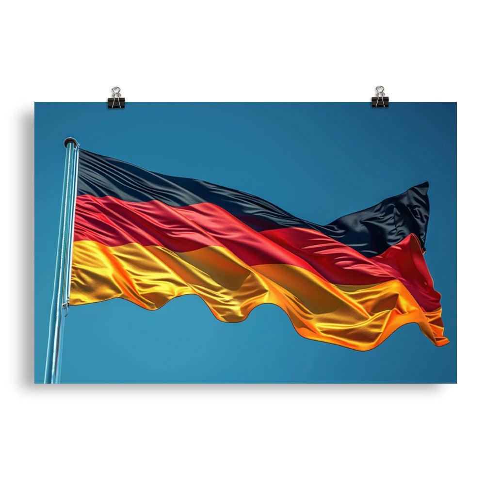 Germany Waving Flag Clear Sky Poster - Oh Posters