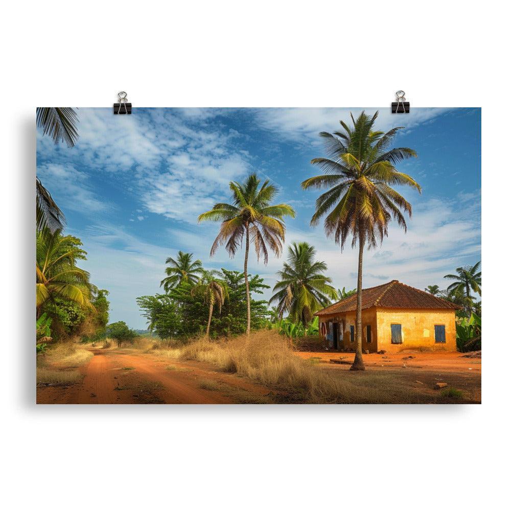 Guinea-Bissau Rustic Countryside Palm Trees Poster - Oh Posters