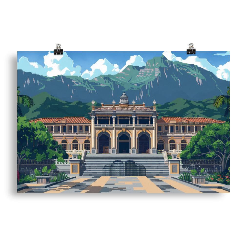 Honduras Historic Palace Pixel Art Poster - Oh Posters