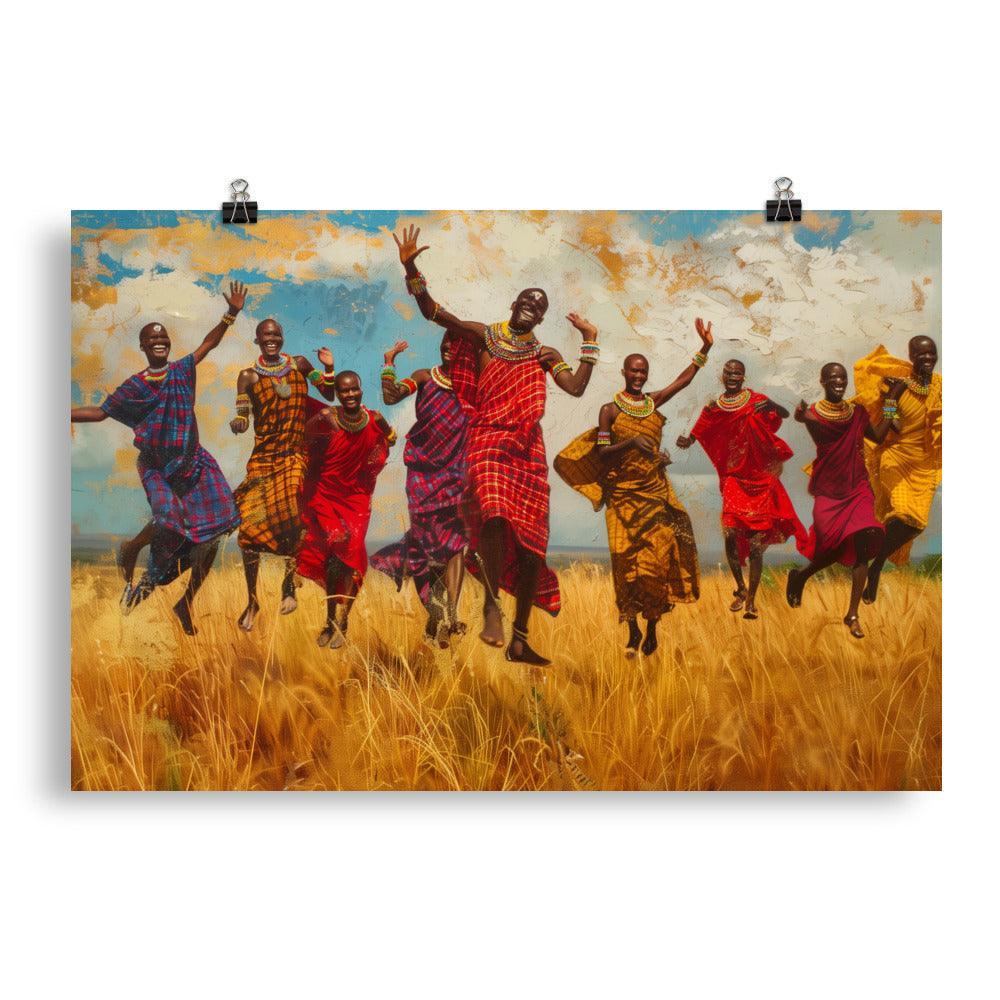 Kenya Maasai Warriors Joyful Dance Poster - Oh Posters