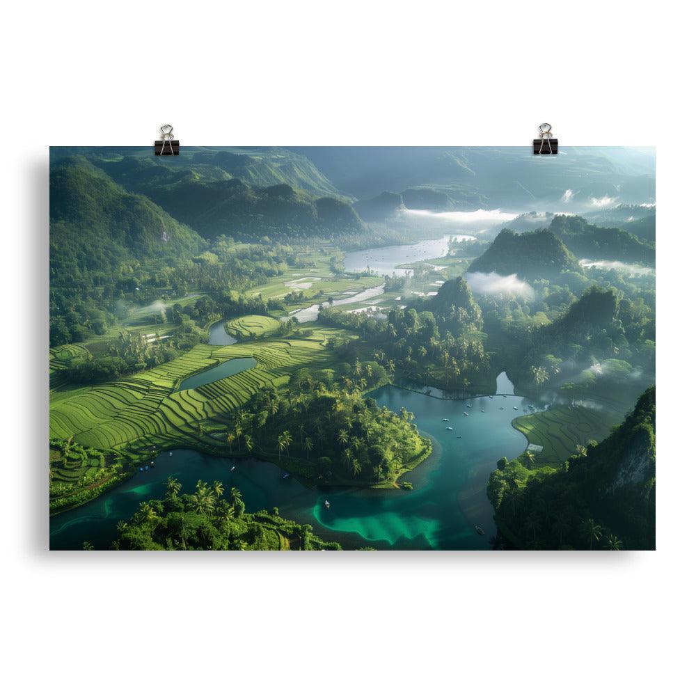 Indonesia Lush Green Valley Scenic Poster - Oh Posters