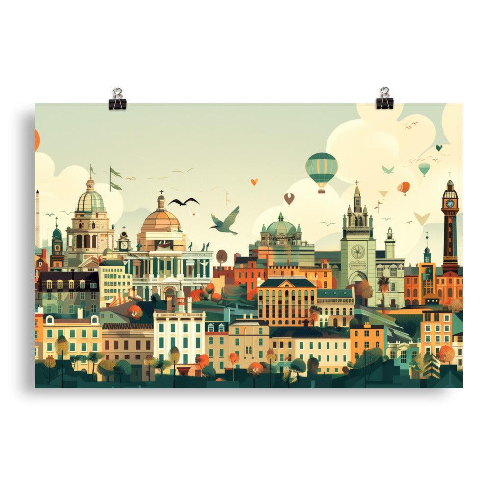 Ireland Historic Skyline Hot Air Balloons Poster - Oh Posters