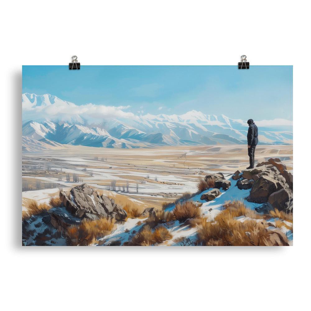 Kazakhstan Mountain Landscape Explorer Art Poster - Oh Posters