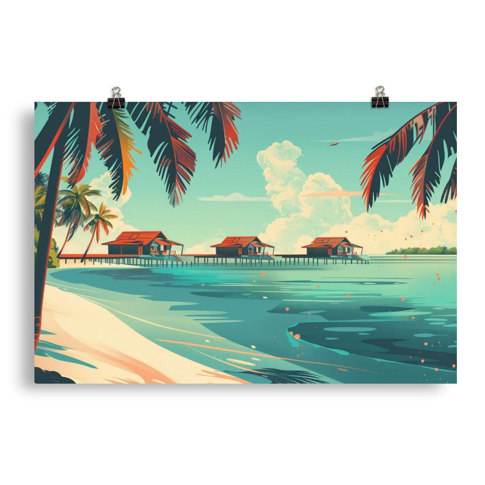 Maldives Overwater Bungalows Tropical Beach Poster - Oh Posters