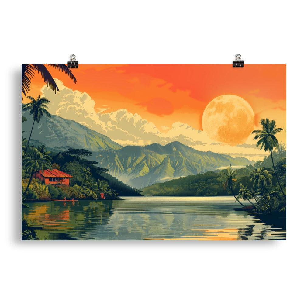 Papua New Guinea Tropical River Sunset Poster - Oh Posters