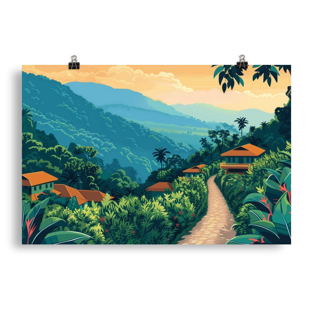 Rwanda Lush Mountain Village Scenic Poster - Oh Posters