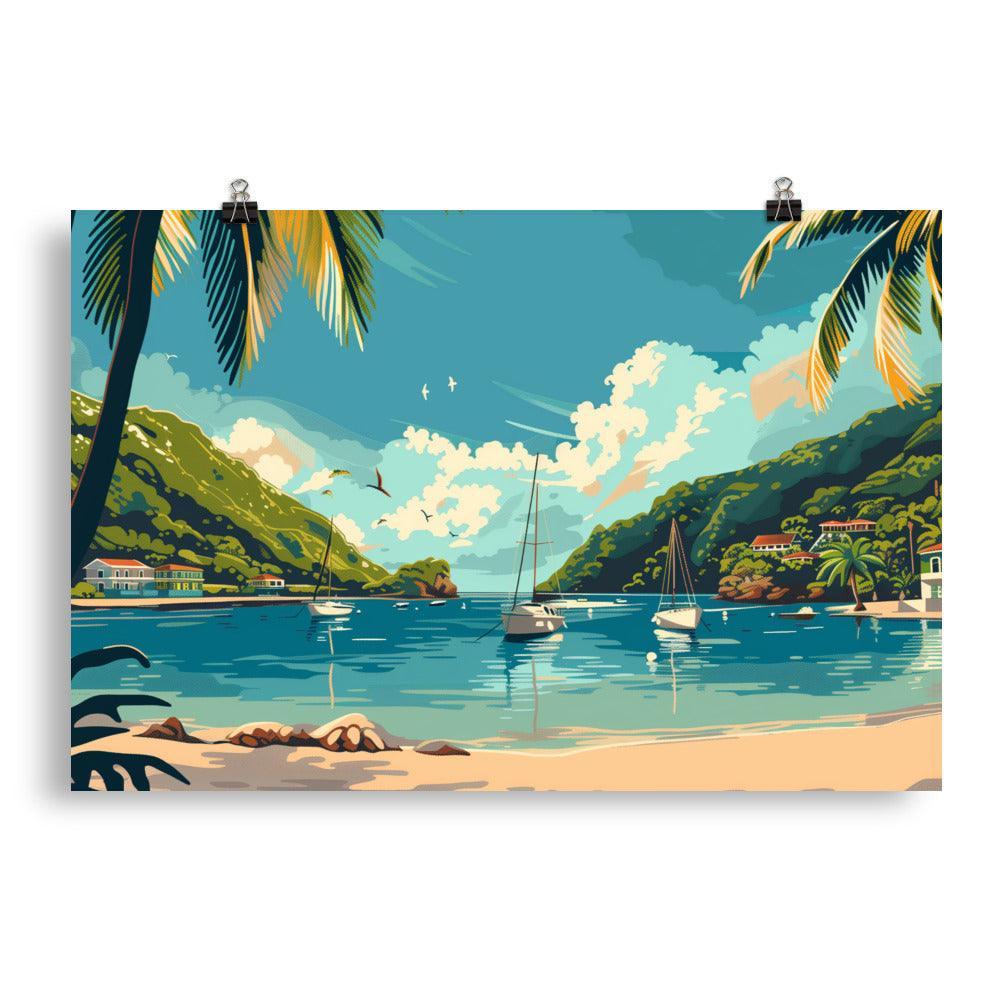 Saint Lucia Tranquil Bay Scenic Landscape Poster - Oh Posters