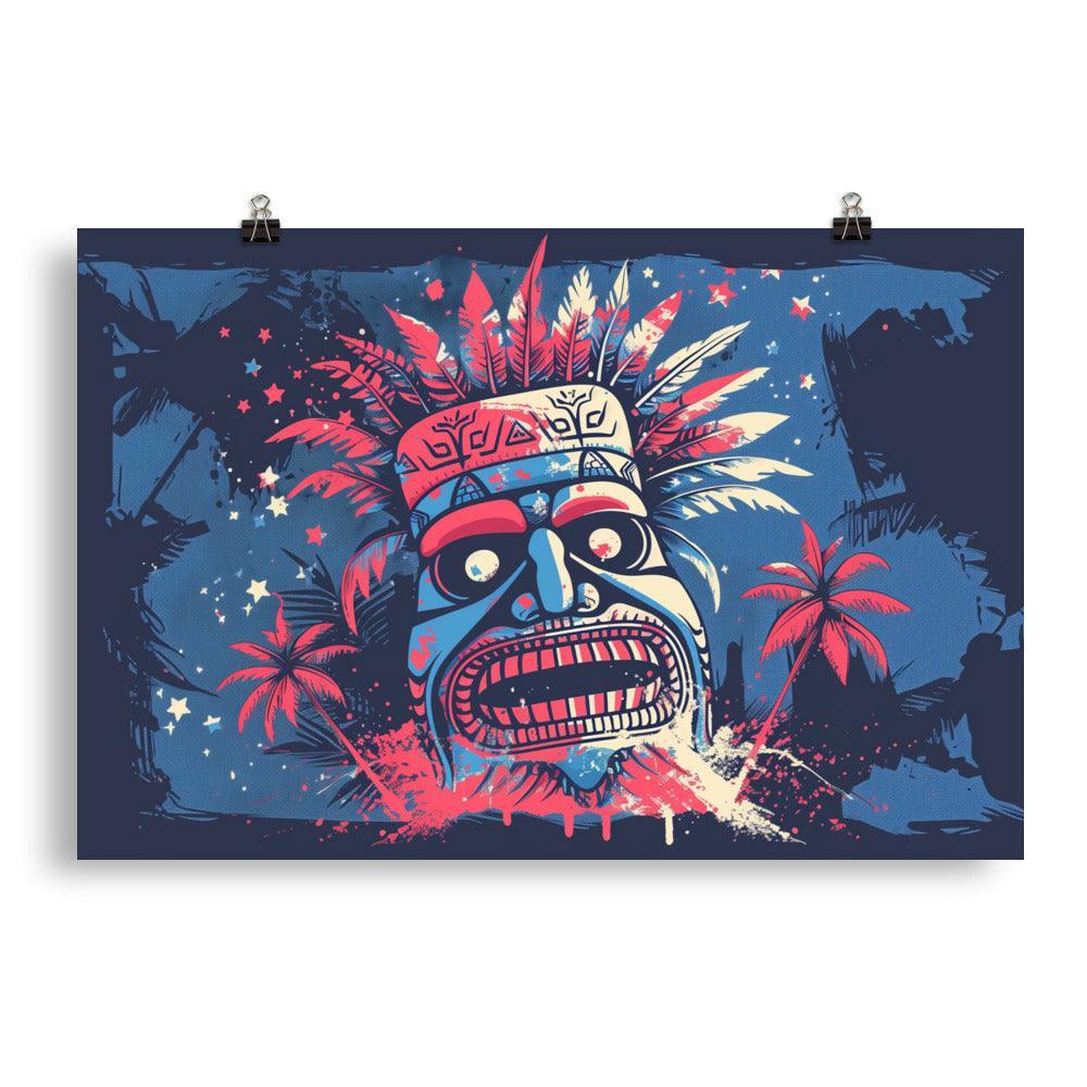 Samoan Tribal Mask Tropical Night Poster - Oh Posters