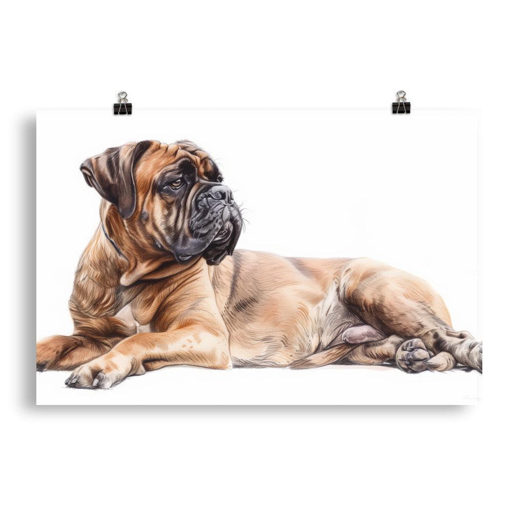 Bullmastiff Sketch Style Drawing Poster - Oh Posters